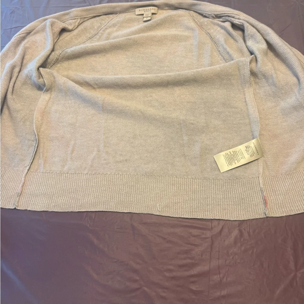 Burberry Brit Tan Merino Wool Novacheck Zip Front Cardigan Size Small - Picture 12 of 12